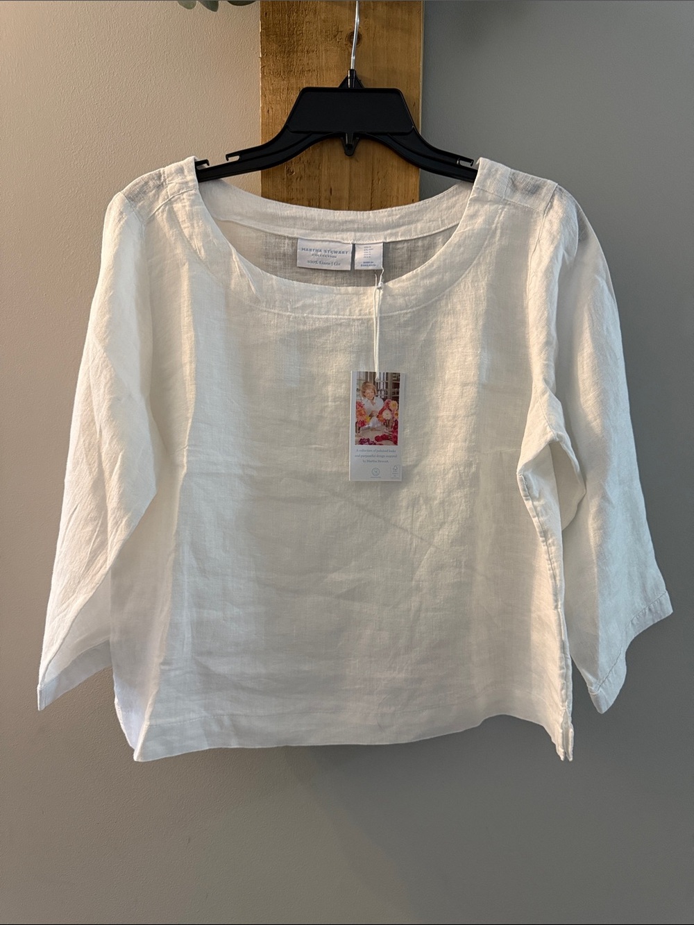 Martha Stewart White Linen Scoop Neck Tunic, NWTs